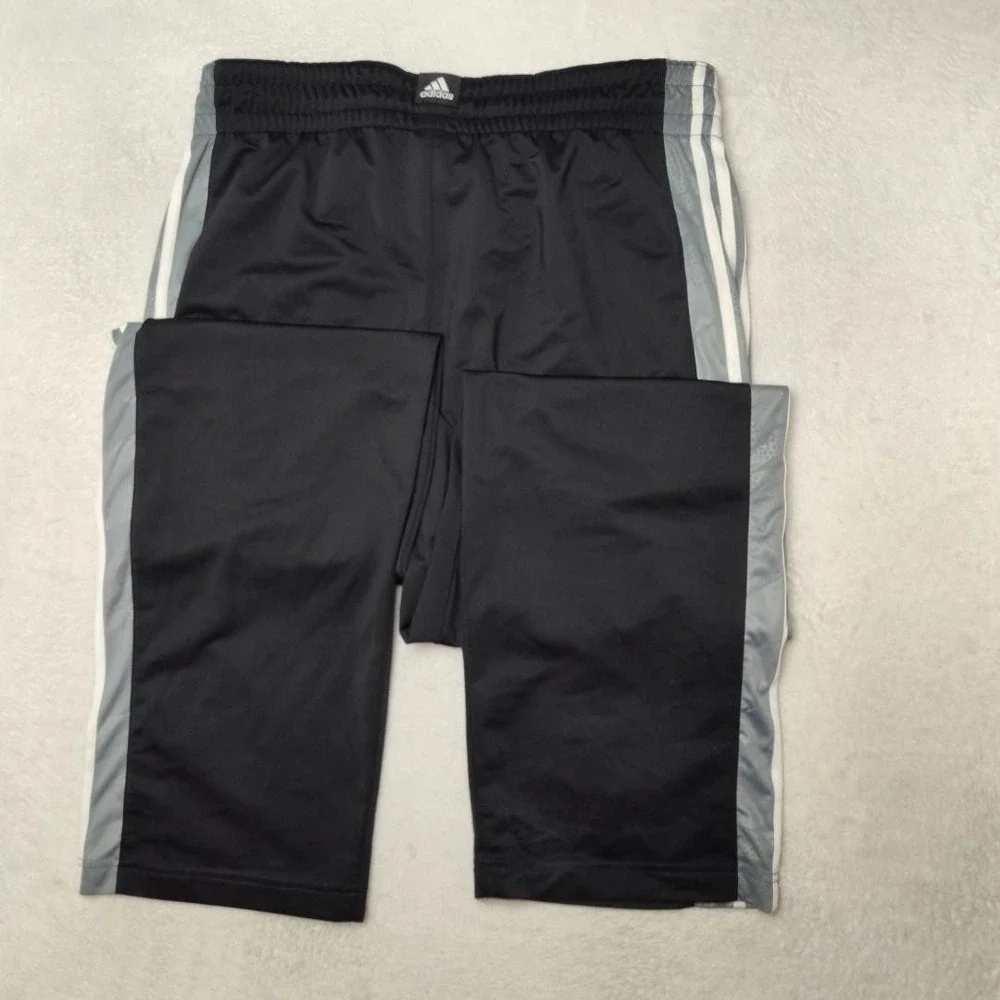 Adidas‎ Track Pants Mens L Black Side Stripe Lined Drawstring Tapered Basketball